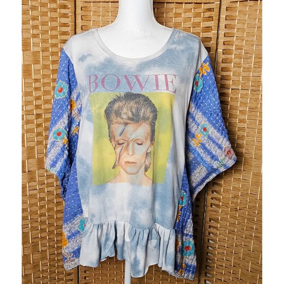 David Bowie Starman Upcycled Kantha Top OS - Picture 1 of 6